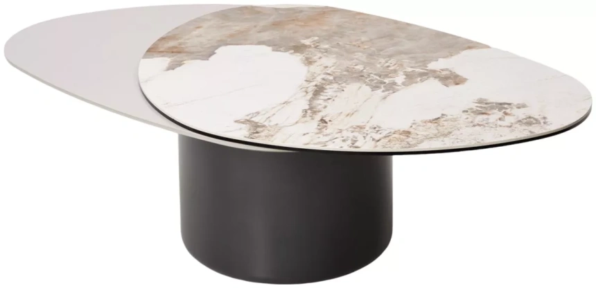 Кофейный стол Niklas, Pandora, керамика на стекле и окрашенный МДФ, темно-серый МДФ каркас