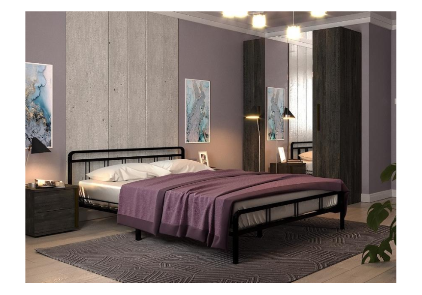 Кровать Рейк, 140x200, черная