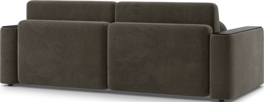 Диван прямой Дарио, модель 144, LANA 35 (шоколадный), накладки МДФ (венге)