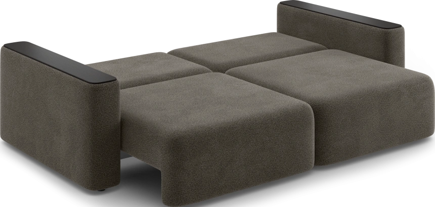 Диван прямой Дарио, модель 144, LANA 35 (шоколадный), накладки МДФ (венге)