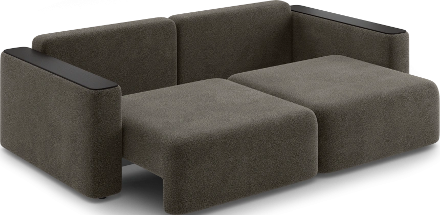 Диван прямой Дарио, модель 144, LANA 35 (шоколадный), накладки МДФ (венге)