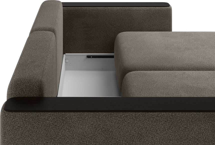 Диван прямой Дарио, модель 144, LANA 35 (шоколадный), накладки МДФ (венге)