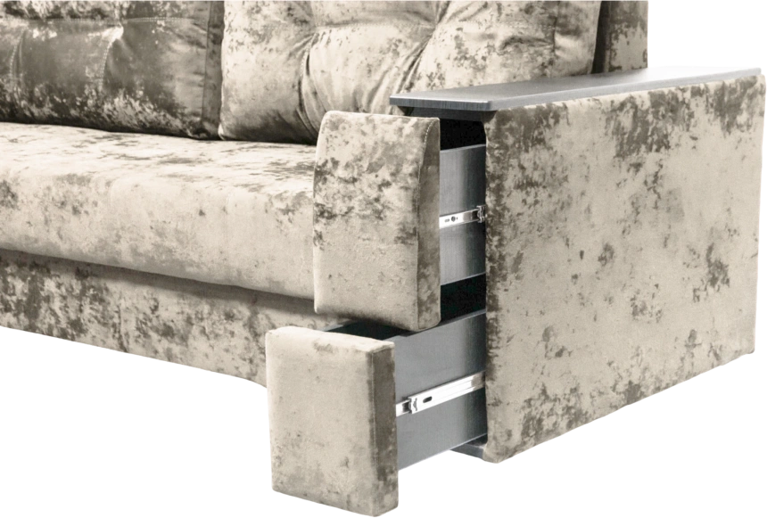 Диван прямой Атлант 2, ткань Kioto beige, декор Венге