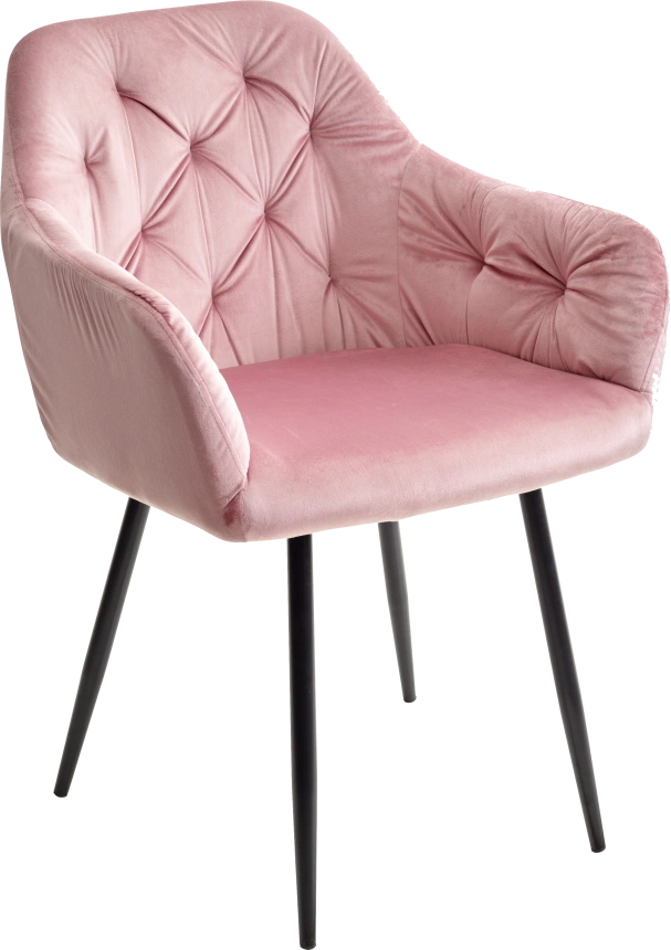 Стул Peru, мягкий, Bluvel-52 Pink, велюр, черный каркас