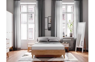 Спальный гарнитур Калгари, композиция #3, дуб натуральный светлый / белый матовый