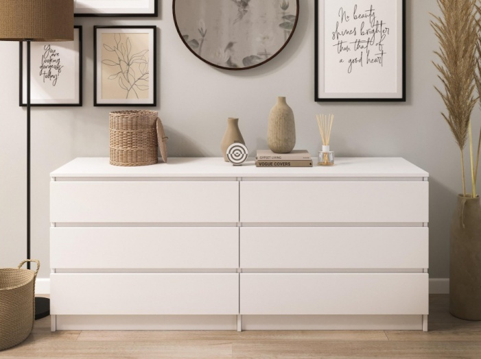 Комод Мадера, с шестью ящиками, К6М, белый