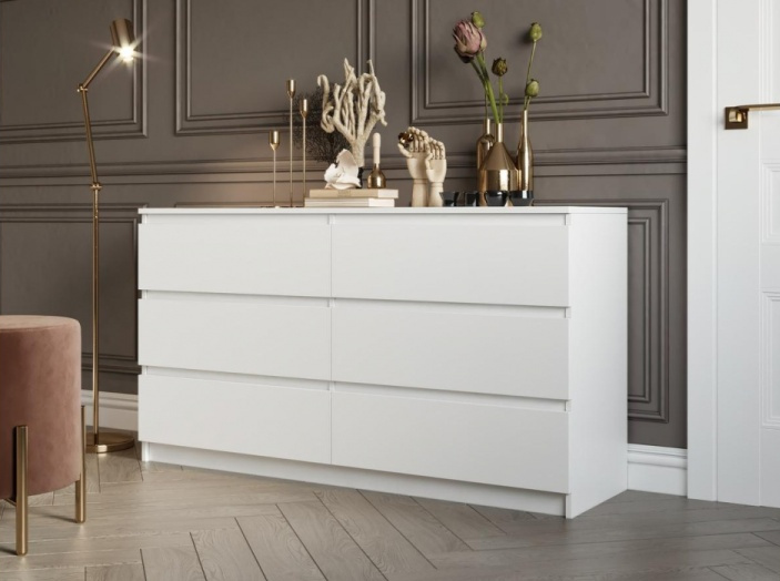 Комод Мадера, с шестью ящиками, К6М, белый