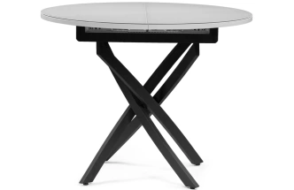 Кухонный раздвижной стол Лауриц, 100(130)х100х80, стекло, черный / белый 