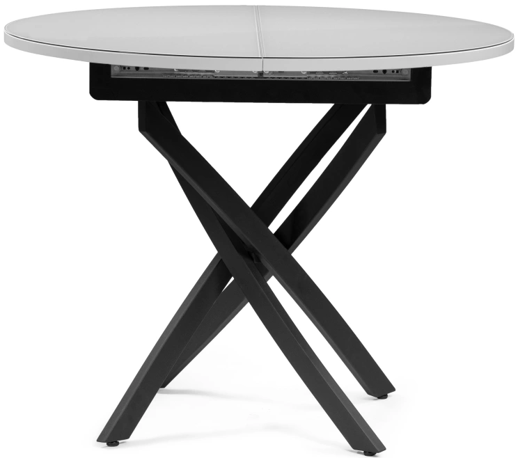 Кухонный раздвижной стол Лауриц, 100(130)х100х80, стекло, черный / белый 