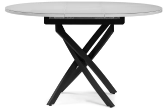 Кухонный раздвижной стол Лауриц, 100(130)х100х80, стекло, черный / белый 