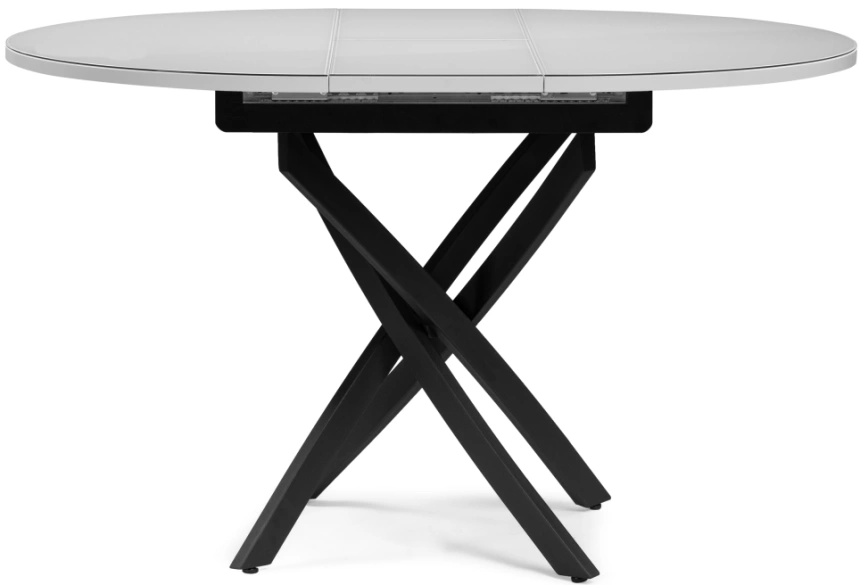 Кухонный раздвижной стол Лауриц, 100(130)х100х80, стекло, черный / белый 