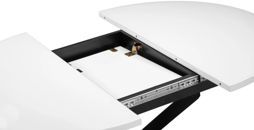 Кухонный раздвижной стол Лауриц, 100(130)х100х80, стекло, черный / белый 