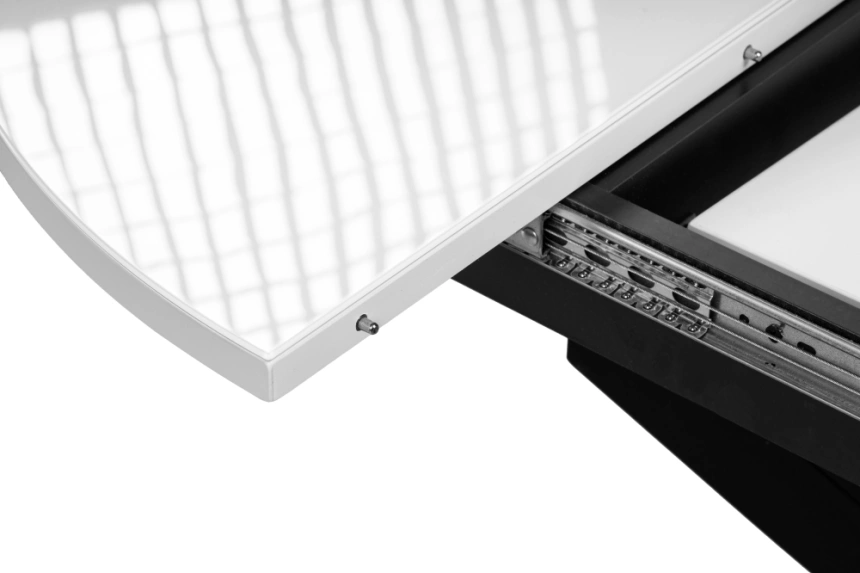 Кухонный раздвижной стол Лауриц, 100(130)х100х80, стекло, черный / белый 