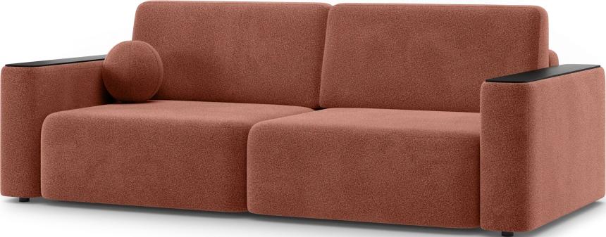 ​Диван прямой Дарио, модель 144, LANA 63 (бордо), накладки МДФ (венге)