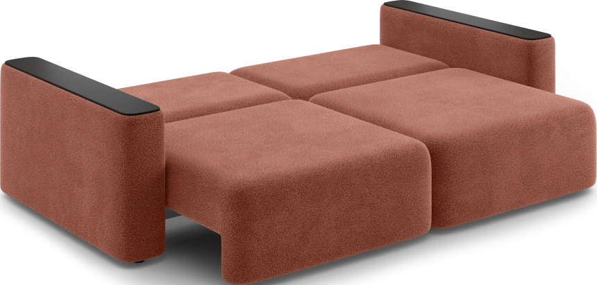 ​Диван прямой Дарио, модель 144, LANA 63 (бордо), накладки МДФ (венге)