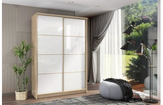 Шкаф-купе Байкал-2 двухдверный, 149x220, Дуб сонома/Белый глянец