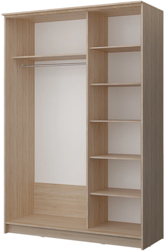Шкаф-купе Байкал-2 двухдверный, 149x220, Дуб сонома/Белый глянец