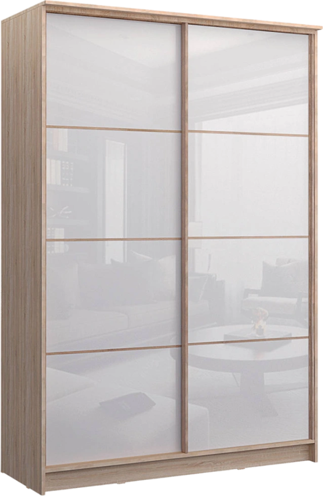 Шкаф-купе Байкал-2 двухдверный, 149x220, Дуб сонома/Белый глянец