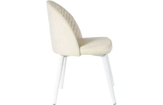 Стул Белиз, мягкий, Монолит бежевый, велюр, каркас белый