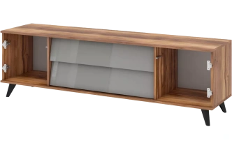 Тумба под ТВ Онтарио, Дуб Барокко / Серый глянец