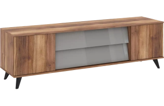 Тумба под ТВ Онтарио, Дуб Барокко / Серый глянец