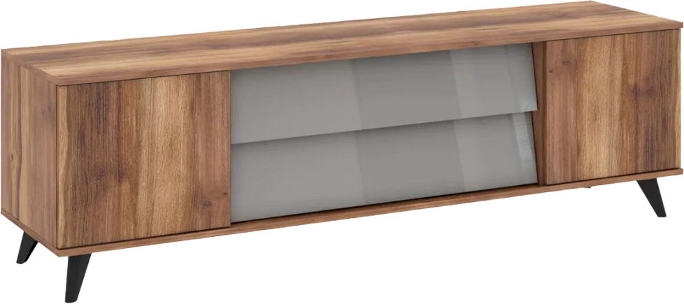 Тумба под ТВ Онтарио, Дуб Барокко / Серый глянец