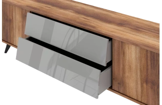 Тумба под ТВ Онтарио, Дуб Барокко / Серый глянец