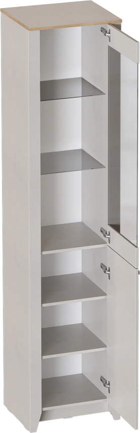 Шкаф-витрина Валенсия, правый, персидский жемчуг / дуб натуральный светлый