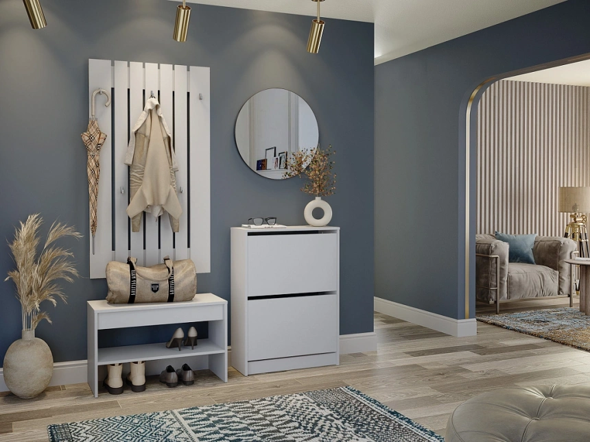 Модульная прихожая Лофт 117.12, с большой вешалкой, белый 