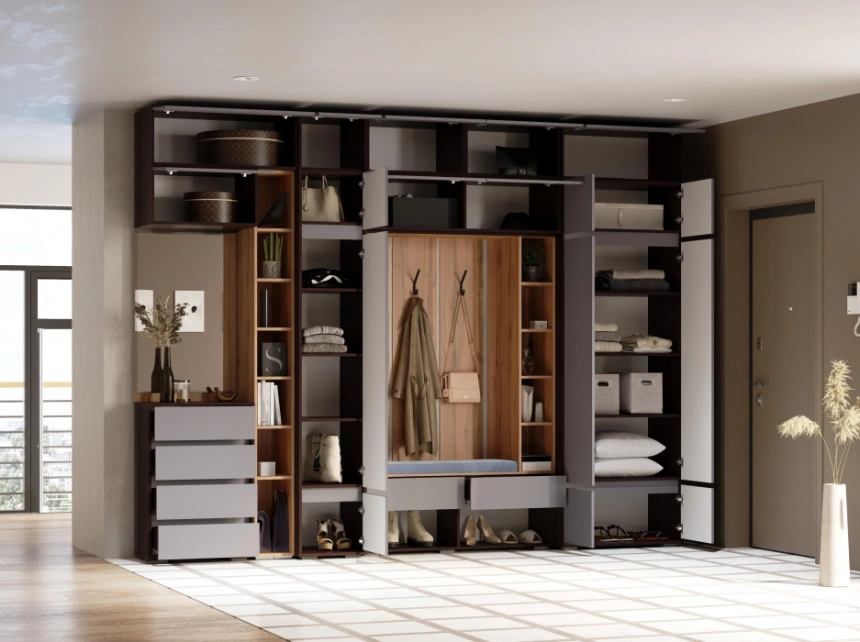 Модульная прихожая Роут, комплектация 1, венге / графит софт 