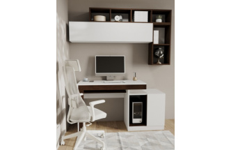 Стол компьютерный Модена, белый / венге