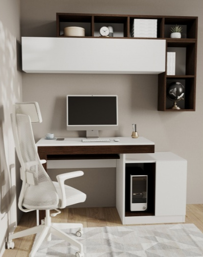 Стол компьютерный Модена, белый / венге