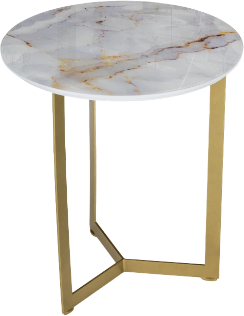 Журнальный стол Роб D-450, стекло, белый, каркас золотой