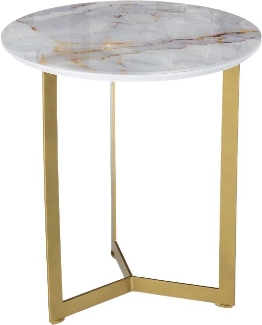 Журнальный стол Роб D-450, стекло, белый, каркас золотой