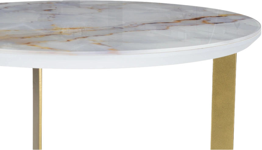 Журнальный стол Роб D-450, стекло, белый, каркас золотой