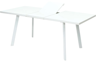 Кухонный стол раздвижной Фин 120, белый, стекло, белый каркас