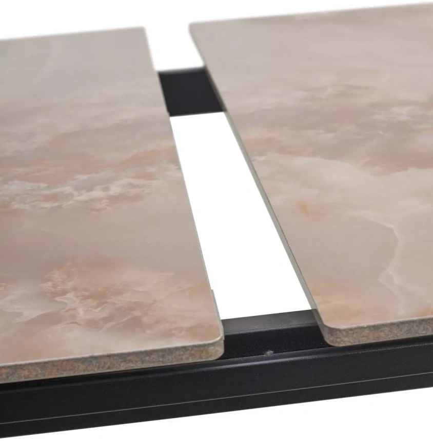 Кухонный раздвижной стол Corner 120, Gloss Amber Jade Solid Ceramic, Black