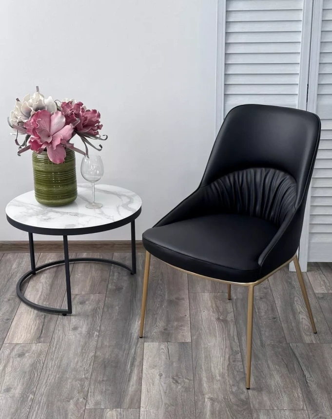 Стул Abriola, мягкий, Black Ti-25, PU, бронзовый каркас