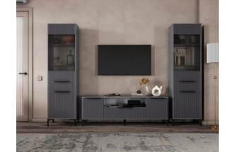 Модульная гостиная Иадама, комплектация 7, графит / графит софт