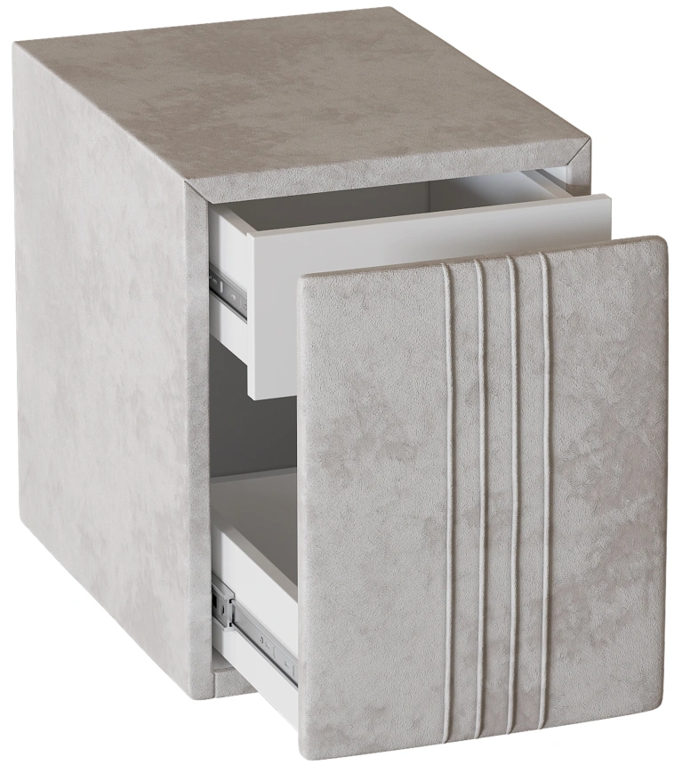 Тумба прикроватная Севилья, мягкая, с ящиками, велюр, тиффани бежевый