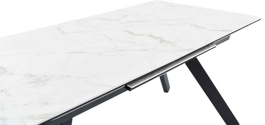 Кухонный обеденный стол Como, раздвижной 140, серый Calacata vaglioro, каркас черный