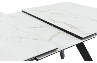 Кухонный обеденный стол Como, раздвижной 140, серый Calacata vaglioro, каркас черный