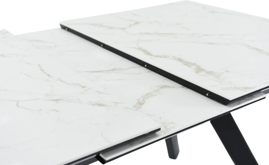 Кухонный обеденный стол Como, раздвижной 140, серый Calacata vaglioro, каркас черный