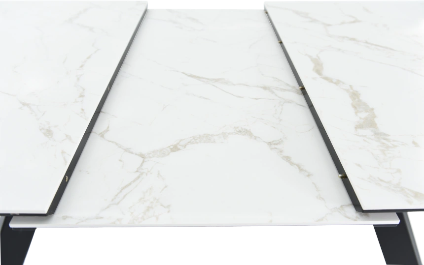 Кухонный обеденный стол Como, раздвижной 140, серый Calacata vaglioro, каркас черный