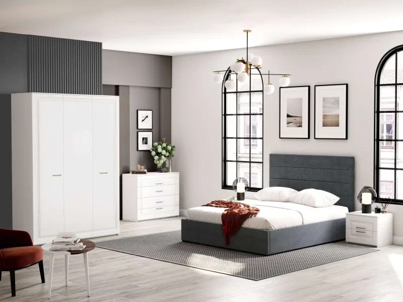 Шкаф трехдверный Манхэттен, распашной для одежды, белый аляска / айс 06