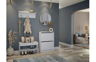 Модульная прихожая Лофт 117.12, с вешалкой настенной с полкой, Белый