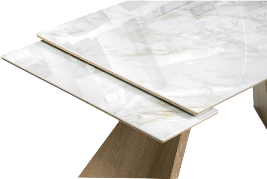 Кухонный стол раздвижной Ливи, 140(200), керамика, carla larkin, каркас черный дуб монтана