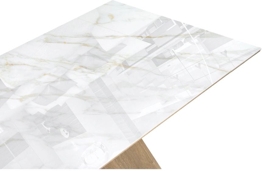 Кухонный стол раздвижной Ливи, 140(200), керамика, carla larkin, каркас черный дуб монтана