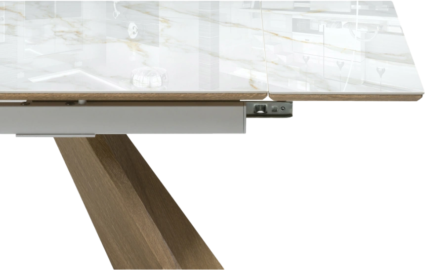 Кухонный стол раздвижной Ливи, 140(200), керамика, carla larkin, каркас черный дуб монтана