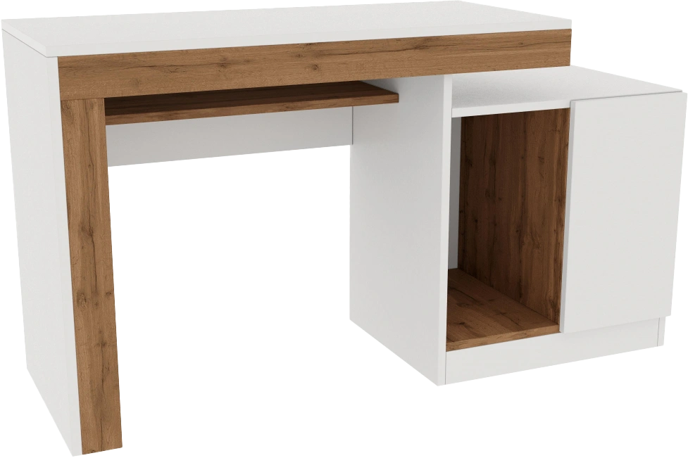 Стол компьютерный Модена, белый / дуб вотан